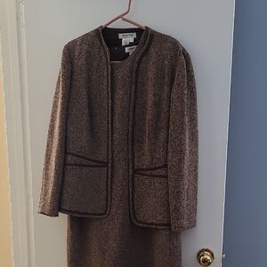 Coldwater Creek Brown Tweed Midi Dress Set